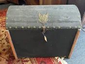 Civil War Military Trunk | Round Top | American Eagle | 13 Stars Stripes Dots | Canvas | 14370