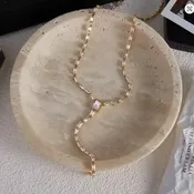 18K Gold Rhinestone Y Necklace