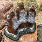 Howling Coyotes Garden Statue Decor Cement Figurine