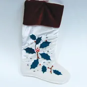 Christmas Stocking – Classic Velvet White Stocking with Red Decorative Cuff
