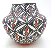 Acoma Mary and Manuel Stevens Handmade and Hand Painted Polychrome Storm Pattern Jar