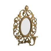 Early 20th C. Swedish Cast Brass Mirror Backed Candle Sconce
