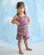 Organic Cotton Knitted Cropped Singlet Top - Rainbow