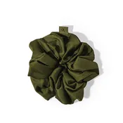 aret green satin scrunchie for smooth hair styling