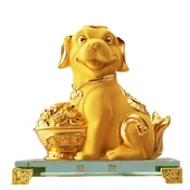 2026 Chinese Zodiac Dog Year Golden Resin Collectible Figurines Table Decor Statue Large