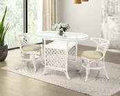 Borneo Dining Room Set of 3 pieces, White Color