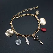 Gold Red Stone Adjustable Charm Bracelet