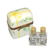 2 Perfume Yellow Bow Tall Flowers Porcelain Limoges Box