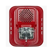 12/24VDC Fire Strobe/Horn-Red Wall Mount-Low Frequency