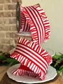 4.5" Red and White Candy Wrap Ruffle - SOLD 5 YARD ROLL