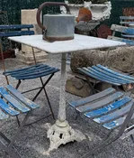 19th Century French Parisian Marble and Iron Bistro Table
