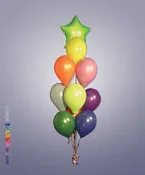 9 Latex Balloons Cluster with 1 Mylar Star