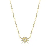 18K Yellow Gold Petite Diamond Starburst Necklace