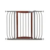 Anywhere Decorative Walk-Thru Pet and Baby Gate, Openings 28  42.5- Walnut/Charcoal