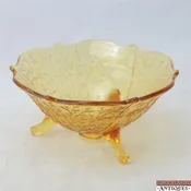 1930s Silvertone Fenton Amber Glass Three Toed Candy Dish Bowl Branch Design