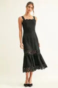 Adelyn Rae Davina Lace Inserted Sleeveless Midi Dress