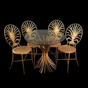 1960s Italian Wheat Back Chairs with Original Bistro Table by S. Salvadori