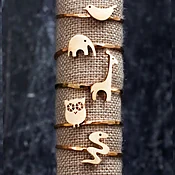 Dainty Minimalist Animal Ring in five styles - Bird Ring, Elephant Ring, Giraffe Ring, Owl Ring or Snake Ring