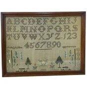 American Schoolgirl Silk Thread Needlework Sampler