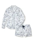 Petite Plume Twill Long Sleeve Short Set in Timeless Toile