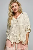 V-Neck Crochet Jeweled Top