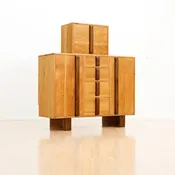 1950s English Brutalist Oak Bar Cabinet Buffet