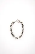 18k White Gold Plated Burnished Thick Rope Bracelet With Toggle Closure