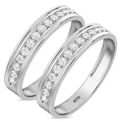 Adeola 1 1/8 ct tw. Lab Grown Diamond Same Sex Mens Band Set 14K White Gold