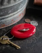 Red Rubber Coin Purse Keychain