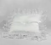 #101-OS – 12″ x 12″ – White Satin Square w/Lace edge {Oversized} Pillow