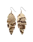 Snake Print Feather Earrings