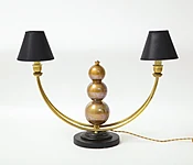Two Arm Brass Table Lamp with Murano Glass Ball Stem —  elle w collection