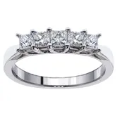 1.00 CT 5-Stone Princess Cut Braided Prongs Anniversary Wedding Ring in 14k White/Yellow Gold