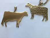Dairy Cow Pendant Necklace with Box Chain Stainless Steel