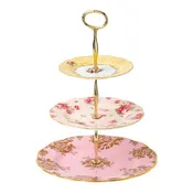 100 Years 3-Tier Cake Stand, Bouquet, Rose Blush & Golden Rose by Royal Albert