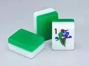 2 Layer Green- Engraved  and Hand Painted American Mah Jongg tile set