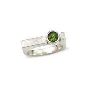 Green Tourmaline Bezel Set Bar Ring