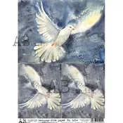 AB Studios Decoupage Paper 3 Watercolor Doves A4 Rice Paper