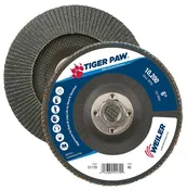 Weiler 51179 6" Tiger Paw Abrasive Flap Disc, Conical (TY29), Phenolic Backing, 40Z, 5/8"-11 UNC Nut (Pack of 10)