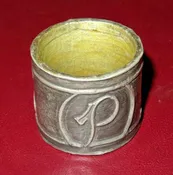 Antique 1.75" Diameter "P" Metal Napkin Ring w/ Frog Decor