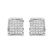 10k White Gold 1/2 Cttw Princess Cut Diamond Square Shaped Multi Stone Stud Earrings (h-i Color, Si1-si2 Clarity)