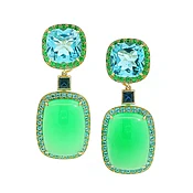 Chrysoprase and Blue Topaz Earrings