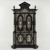 18th Century Italian Ebonized Inlay Collectors Cabinet