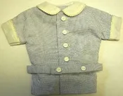 Pinstripe Blue & White w/White Cuff & Collar 30cm