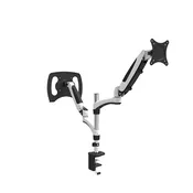 Full Motion Gas Spring Desk Clamp Aluminum Dual LCD Monitor Stand - Laptop and Monitor Arm