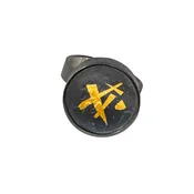 Japanese Textile Bezel Ring With Keum Boo