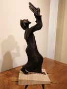 “Moses” Sculpture in Bronze on Marble Slab by Madeleine Heumann (1933-2018)