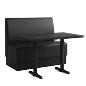 2-Seat Hannah Black Restaurant Booth Set with Antique Black Ash Table