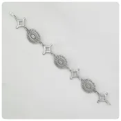 American Sterling Silver Filigree Link Bracelet, "Daughters of the American Revolution" Collection, G2 Silver, Charleston, SC, New