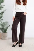 Meg High Rise Wide Leg with Side Panel - Chocolate